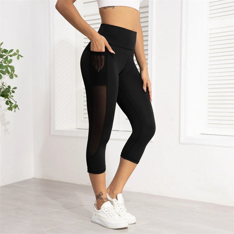 

Legging Pants Workout Push Up High Waist Slimming Sexy Mesh Female Sport Leggins Seamless Pocket Women's Gym Leggings Cropped