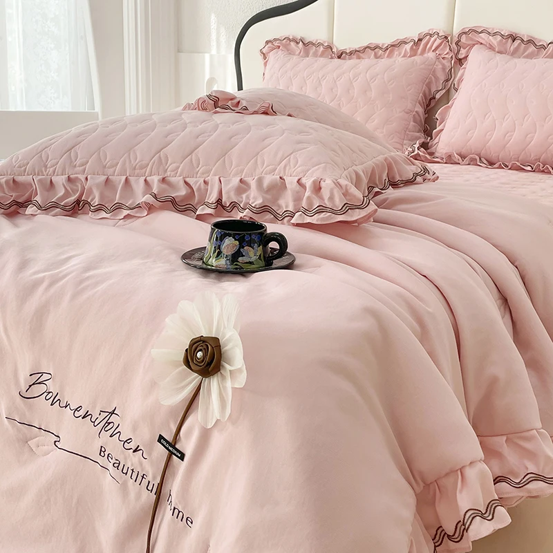 

Летний комплект постельного белья Princ Sle из четырех предметов: хлопковое одеяло-сэндвич, легкое, с возможностью стирки, производство Китай