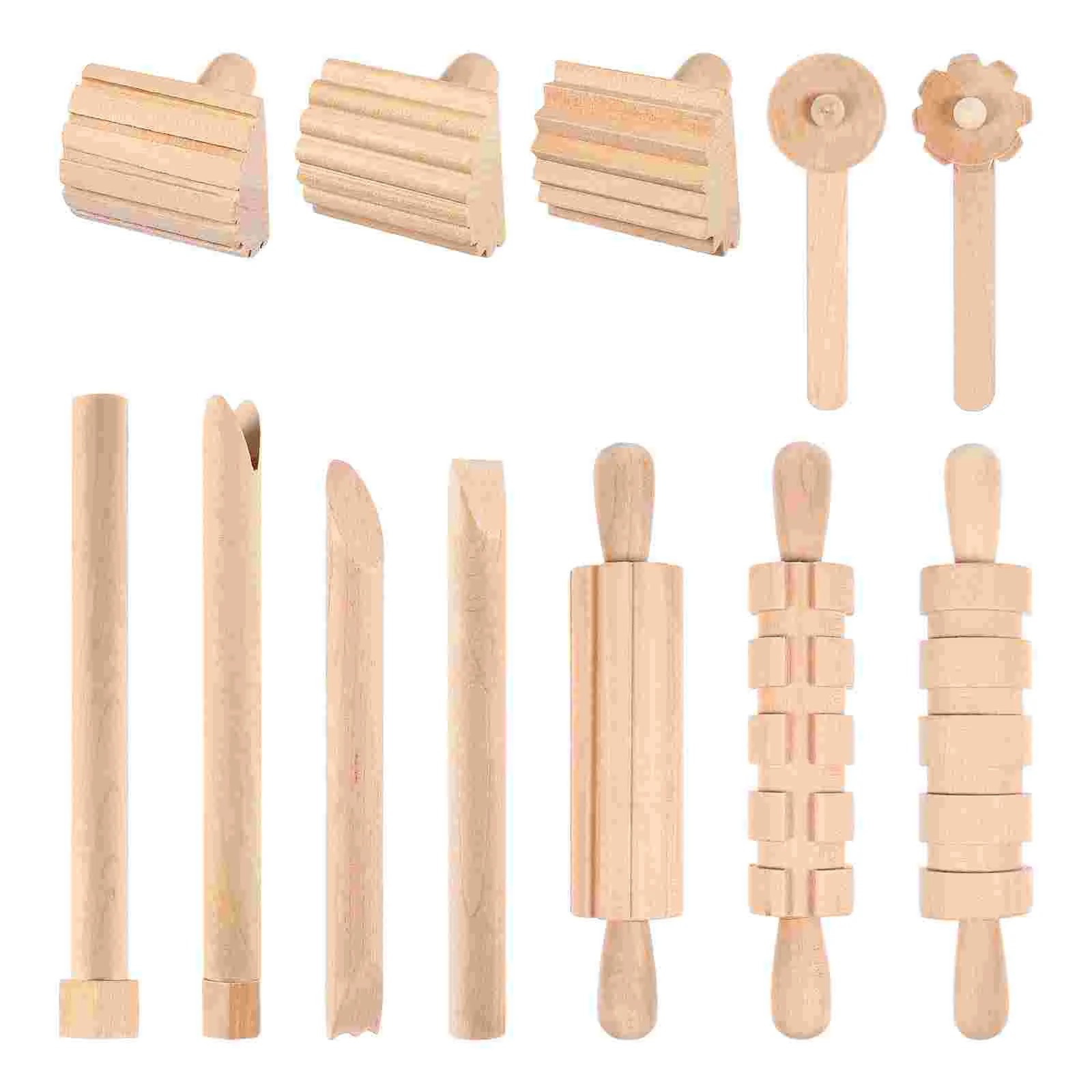 

Plasticine Tools Pottery Clay Sculpting Wooden Stamps for Kids Toy Set Kit Molding Preschool