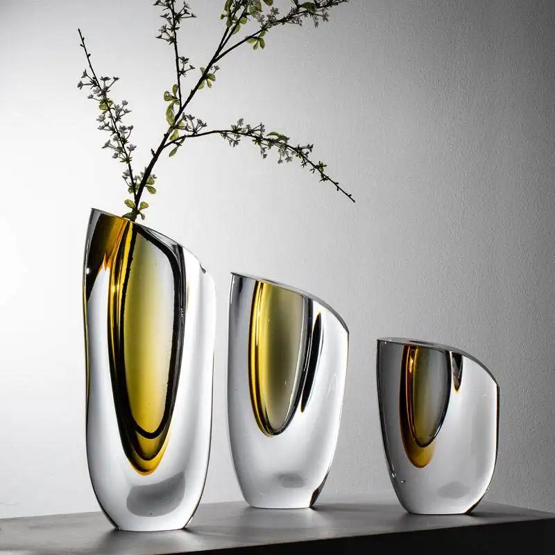 

arrangement, high-end light luxury glass, simple and high-end water nourishment, dry green plants, vase housewarming gift
