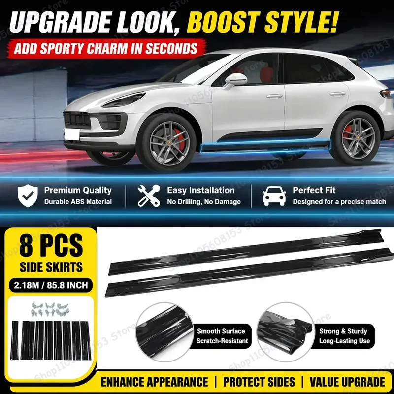 Для Porsche Macan Cayenne 911 Panamera 718 Taycan: Комплект аэродинамических накладок на пороги и бампер (8 шт., 2 м/2,18 м)