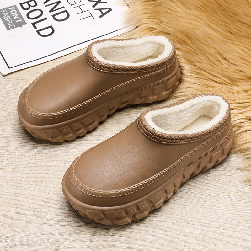 زوجين نمط الرجال والنساء باوتو نعال من القطن الشتاء المخملية سميكة سوليد عدم الانزلاق الدافئة حقيبة مضادة للماء كعب أحذية قطنية #4