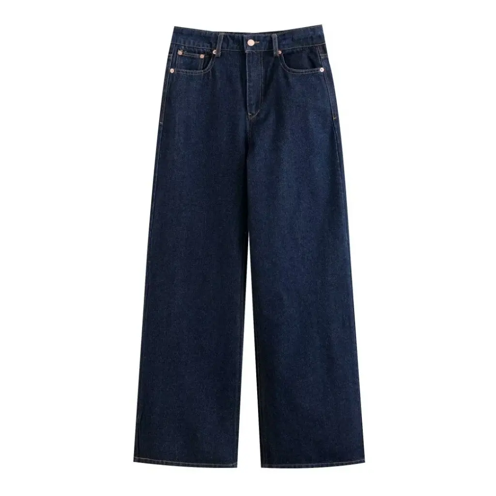 Spodnie dżinsowe Joker z wysokim stanem, proste, codzienne, długie, moda europejsko-amerykańska, nowość zimowa M224259