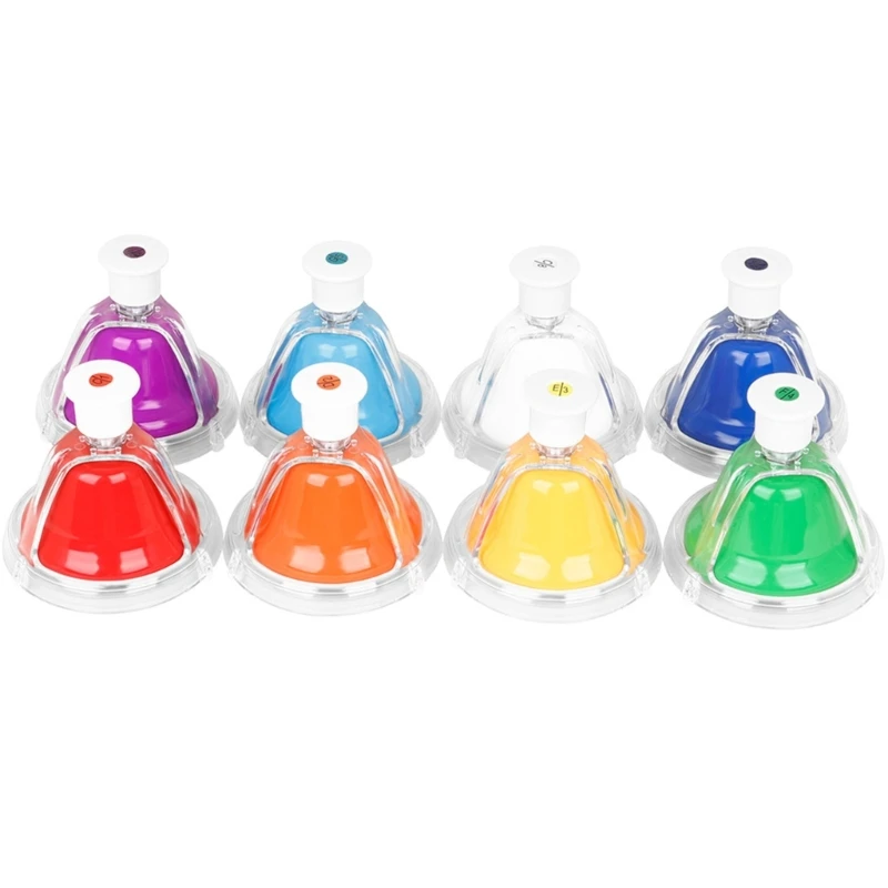 Desk Bells for Kids, 8 Note Metal Handbells Set with Handle Educational Teaching