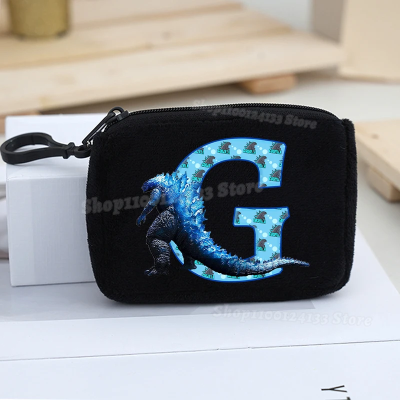 Godzillas Coin Purse Letters Kong Movie Cartoon Print Boys Kids Cute Plush Portable Wallet Men Office Key Storage Mini Bag Gifts view 5