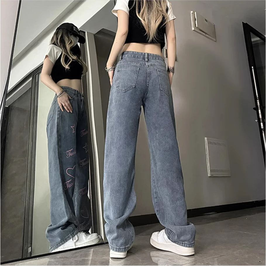 new spring autumn plus size cotton brand female women girls streetwear straight jeans