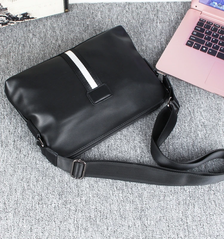 Casual Men\'s Leather Bapa Soft PU Crossbody Bag Busin oulder Bag Street Sle Trendy Satchel Youth Faion Accory