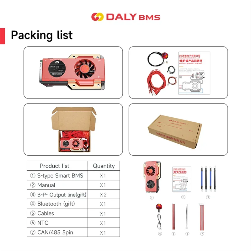 Daly Smart BMS S Board Lifepo4 4S 12V 8S 24V 16S 48V Li-ion 10S 36V 13S 14S 48V 20S 72V 300A 400A 500A For lithium 18650 battery