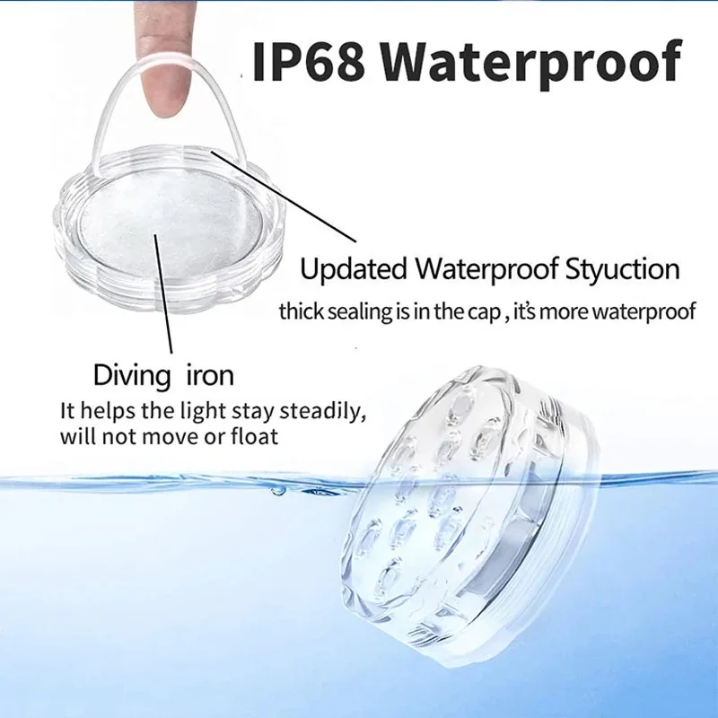 Submersible 10LED Underwater Light with Remote Control RGB Underwater Pool Light IP68 for Pond/Pool/Aquarium Decorate lamp