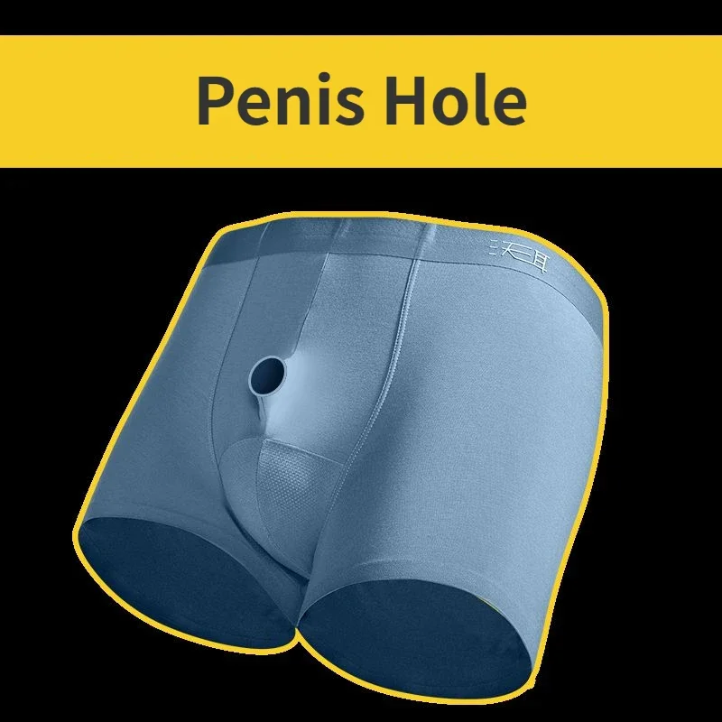 Man Open Hole Underwear Foreskin Crotch Sexy Underpants Penis Holder Lingerie Reduce Sensitivity Briefs Enhance Boxers Summer