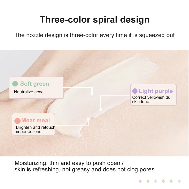 3 Color Isolation Cream Facial Primer Makeup Long-Lasting Moisturizing Waterproof Oil-Control Facial Makeup Primer Liquid