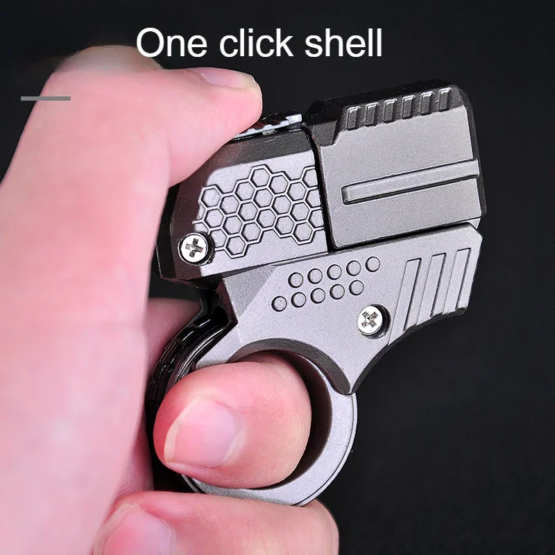 Csnoobs Mini Alloy Ring Pistol Model Shell Throwing Soft Bullet Toy Gun Golden Finger Blaster Decompression Toys For Boys Adults