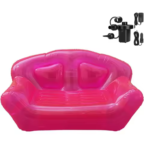 Inflatable Deck Chair with Air Pump, PVC Lounger Sofa for Indoor Living Room Bedroom, Outdoor Travel Camping Picnic Beach (Red)