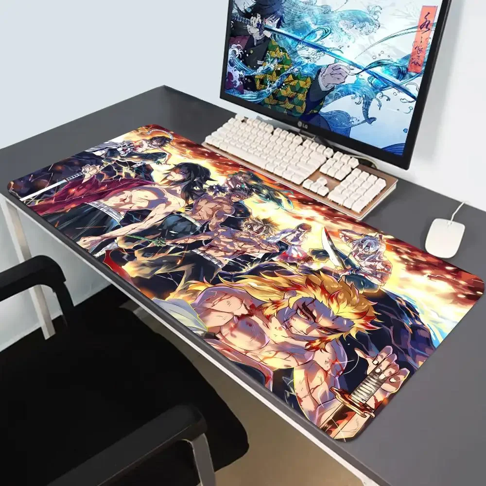 Demon Slayer Gaming-Mauspad, Gummimatte, Schreibtischunterlage, Tastatur-Pads, Cartoon, niedliches Mauspad, Kawaii, PC-Zubehör, Anime-Mausmatten, Xxl
