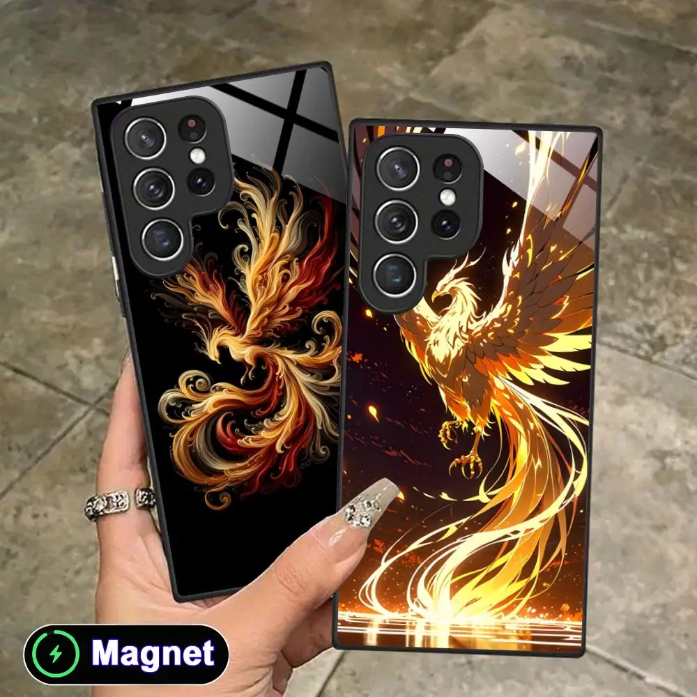 

Luxury Phoenix Phone Case for Samsung Galaxy S26 S25 S24 S23 S22 S21 S20 Note20 Plus FE Ultra Glass Magnet Cover