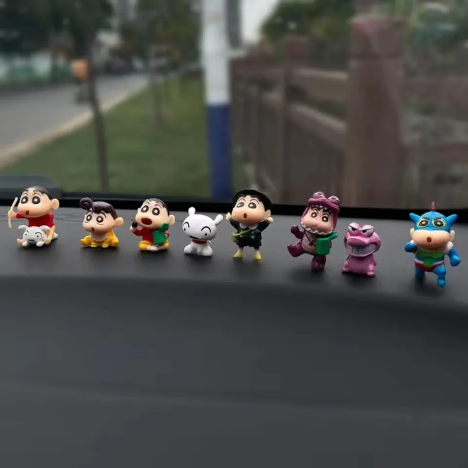 8 개/대 미니 크레용 신짱 Saiyan 애니메이션 피규어 만화 Collectible Model Kawaii Doll Kids Toys 생일 선물