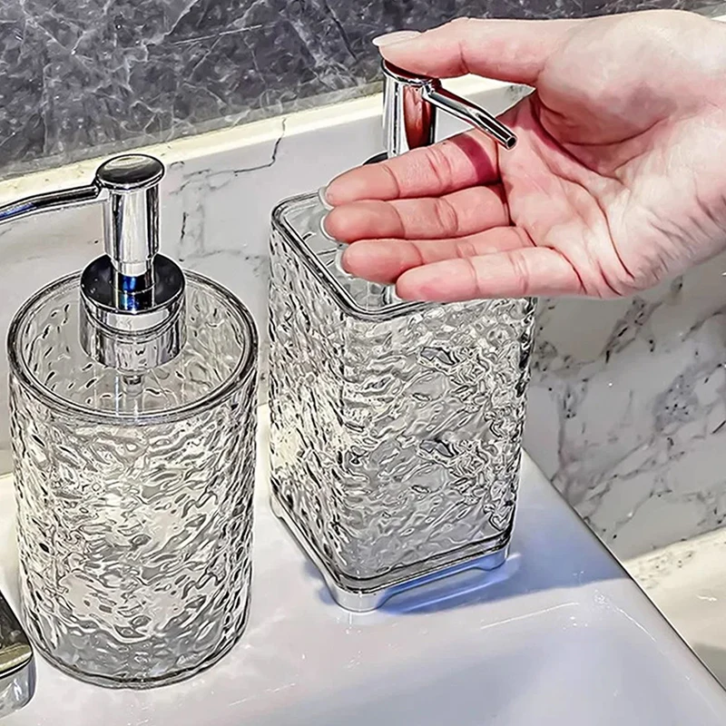Dispensador de jabón con bomba de plástico de 300/400ML, botella dispensadora de jabón, contenedor líquido de loción desinfectante de manos transparente de lujo ligero