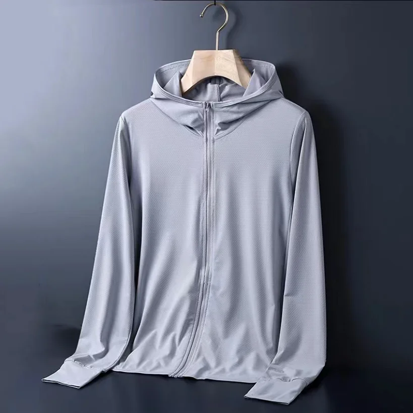 

Ice Silk Men's Summer Thin Air Conditioning irt Zipper Jaet Fiing Cycling Sun Protection Clothing Loose Fit Long Sve...