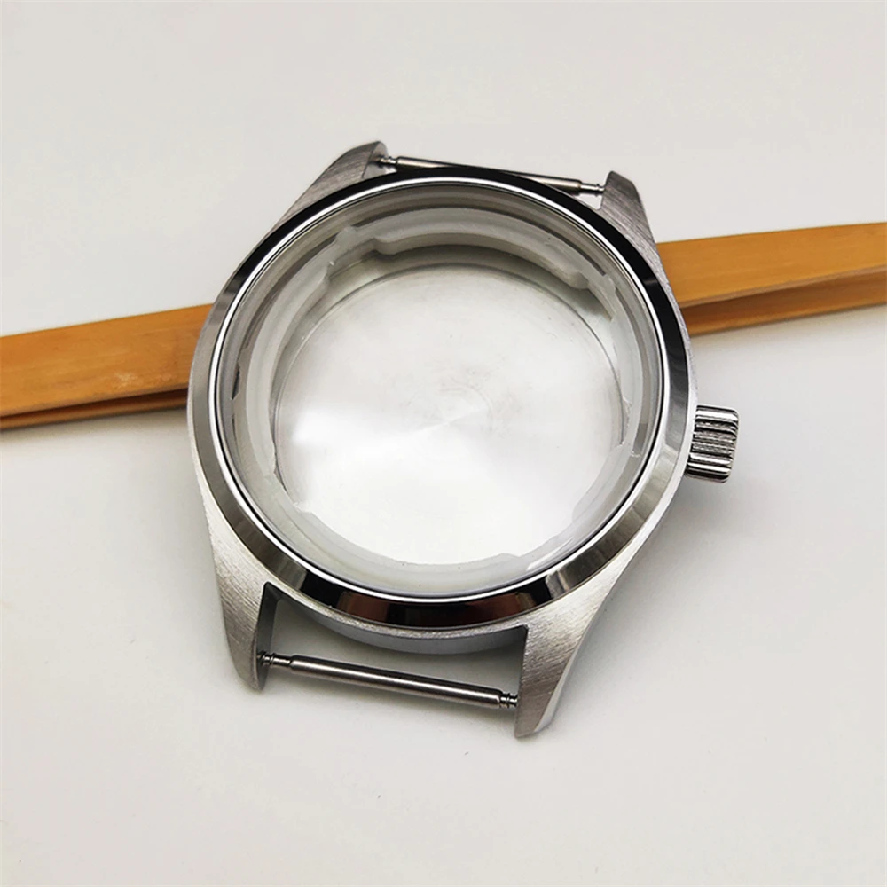 Modify 40MM Steel Case with Sealed Ring 5Bar Mineral Glass For NH35/ NH36/ 4R Mechanical Movement Replacement Pilot Watch Shell