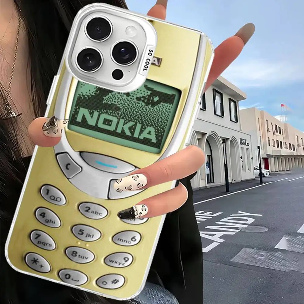 Casing Ponsel Retro N-Nokiaes Warna Perak Untuk IPhone 17 16 15 14 13 12 11 Pro Max Plus