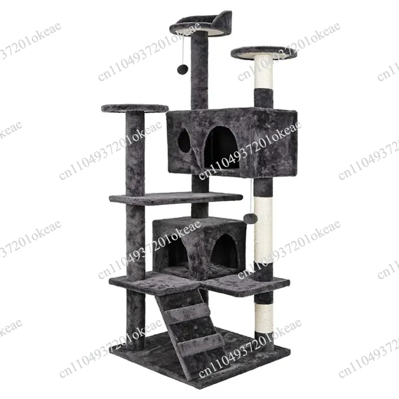 Cat Tree Tower with Sisal Scratching Posts Cozy Cat Condo House Activity Center for Kittens  Sturdy Indoor
