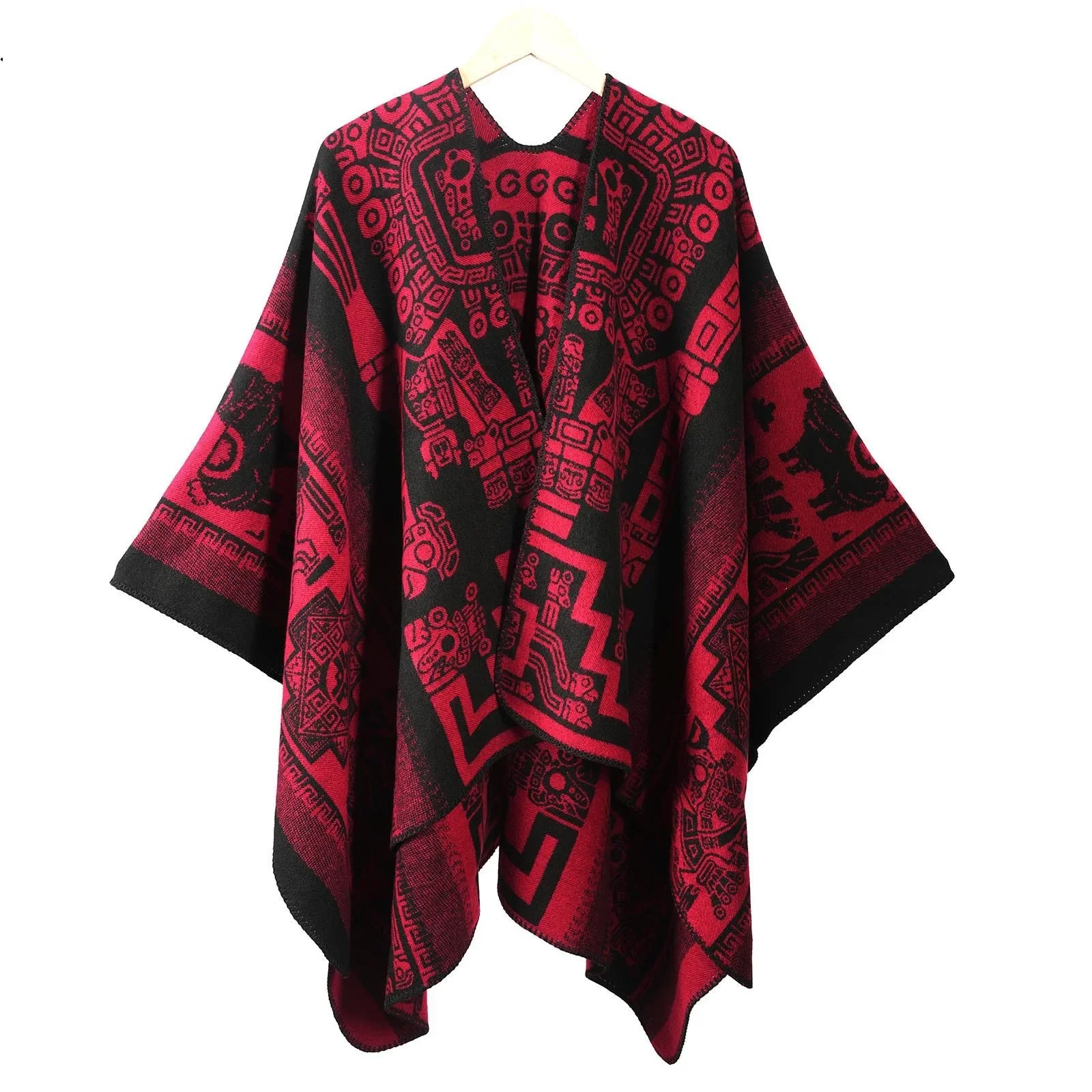 Poncho Vintage Trendy Split Front Men's Warmth Cloak Thickened Capelet New Arrival for Road Trips and Travel Cape P1