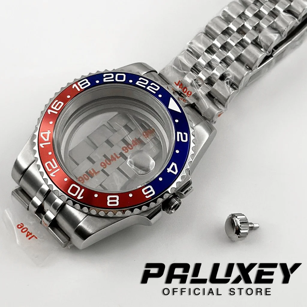 NH35 40 مللي متر غواص مقاوم للماء GMT فحم الكوك الحافة ل NH34 NH35 NH36 NH38 ETA2824 حركة الياقوت ساعة زجاجية حافظة الإنزلاق قفل المشبك