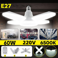 E27 60W Foldable Fan Blade LED Pendant Lights No Flicker LED Bulb 220V 360 Degrees Angle Adjustable Ceiling Lamp