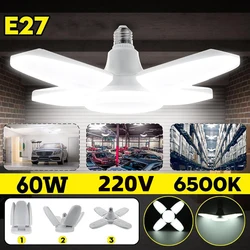 E27 60W pieghevole ventola a lama LED lampade a sospensione senza sfarfallio lampadina a LED 220V 360 gradi lampada da soffitto regolabile ad angolo