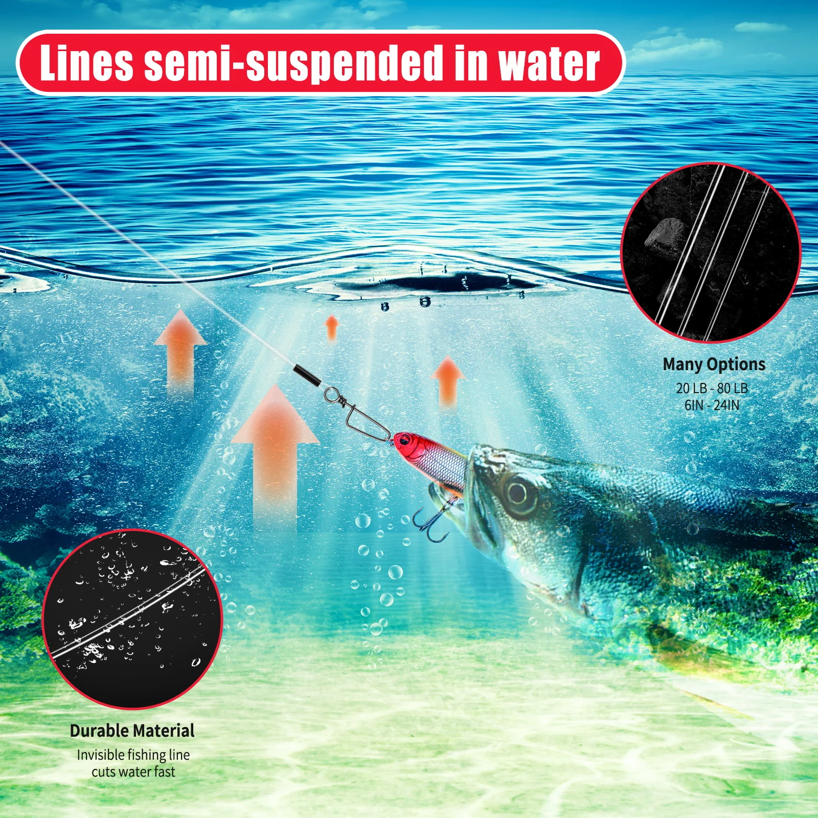 YOTO Leaders fluorocarbono con giratorio y broche para agua salada - imagen 5