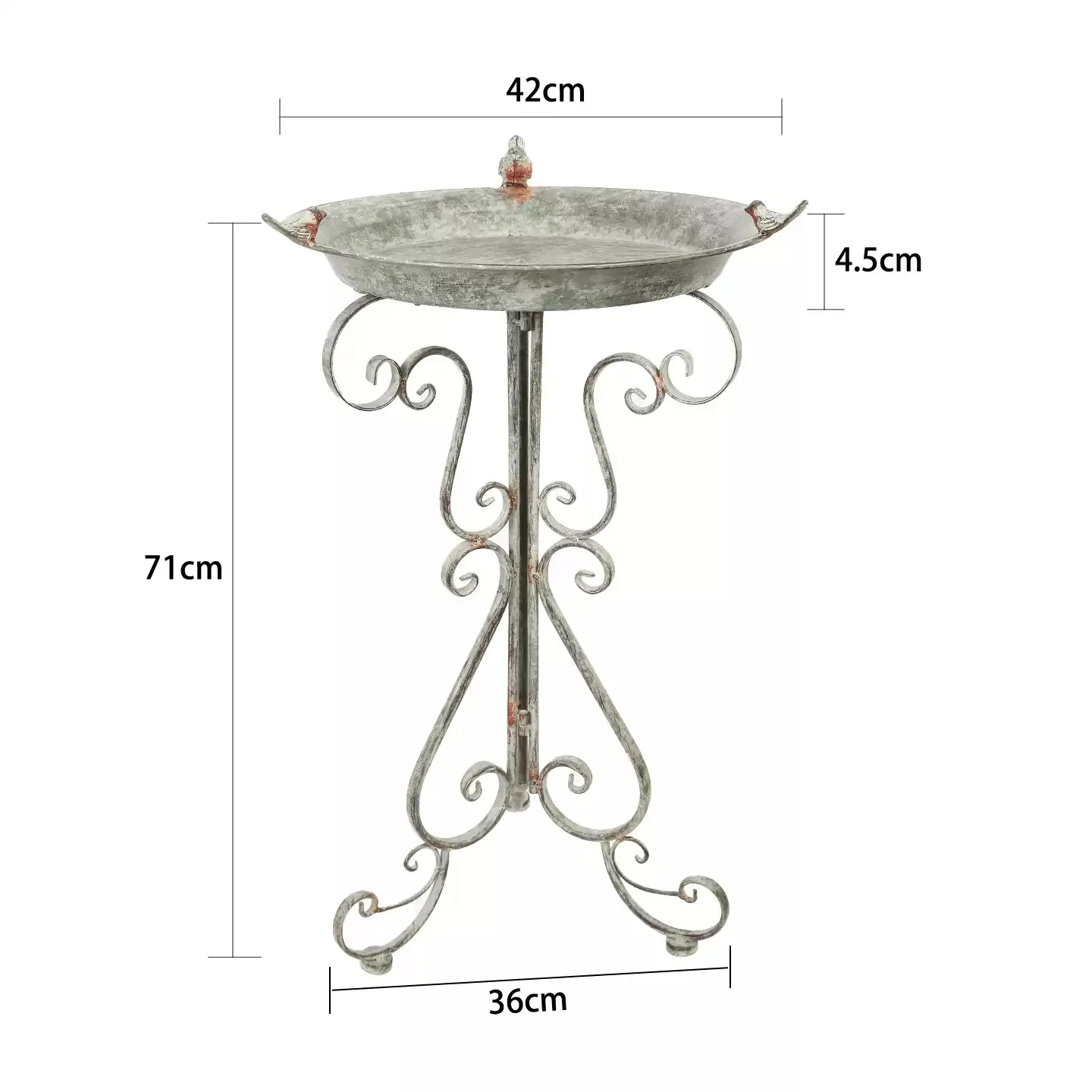 vintage-iron-bird-bath-pedestal-stand-distressed-cottage-garden-display-table-decorative-plant-stand-with-bird-accents