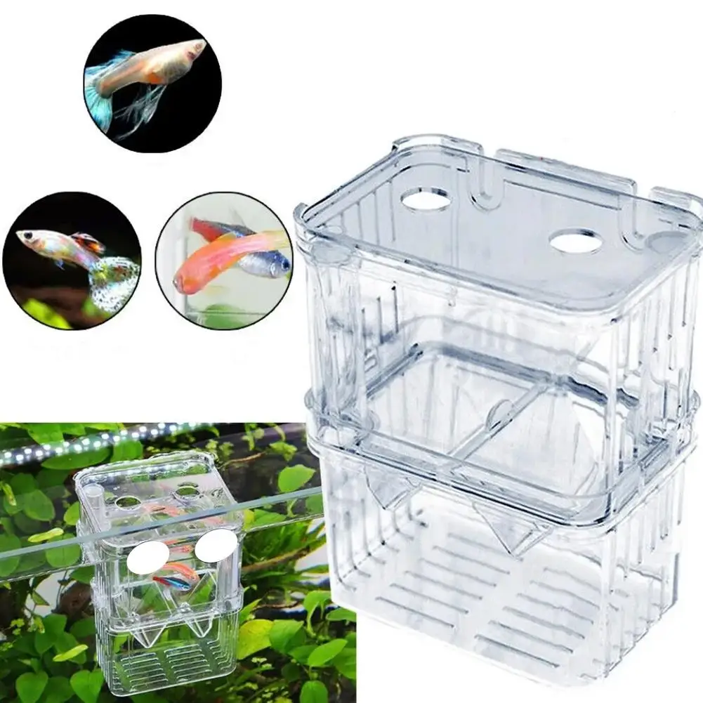 Fish Aquarium Fish Breeding Isolation Box High Clear Fish Breeder Double Aquarium Guppies Incubator Tank Hatching J6I5