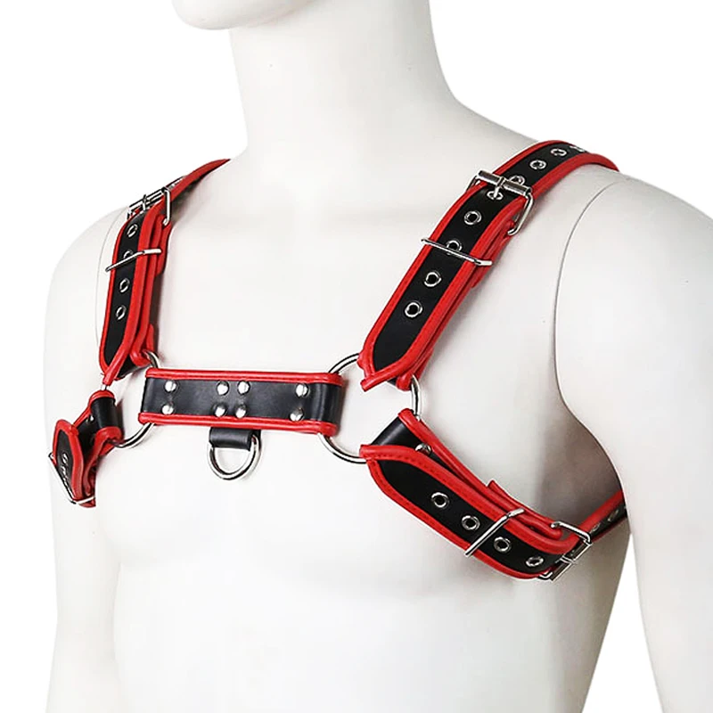 Fetish Male Lingerie Harness Men Clothing Tank Top Sexual Body Leather Chest Harness Belt Strap Punk Rave Costumes for Adult Sex