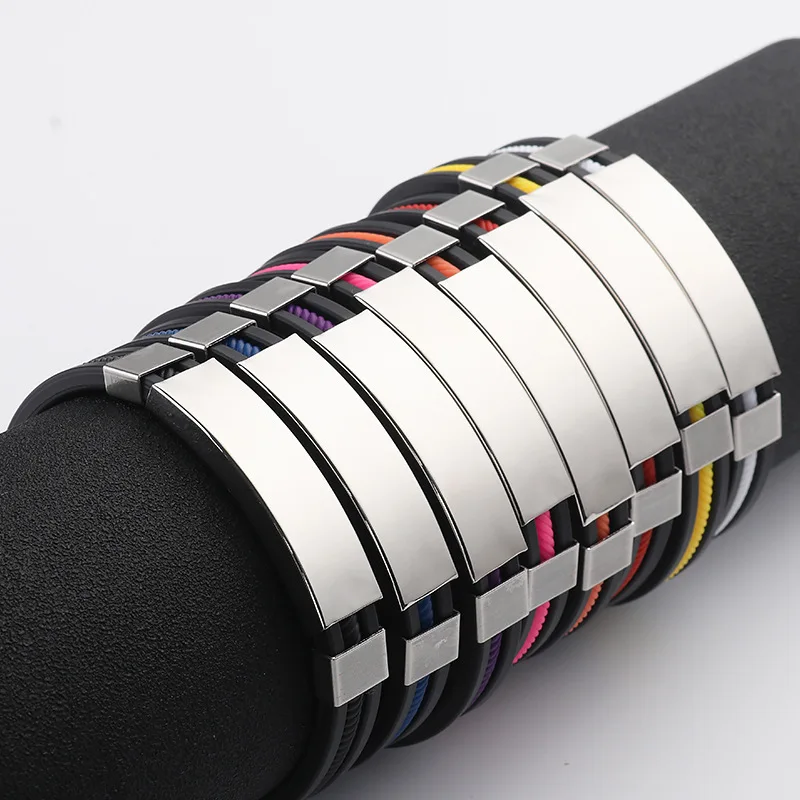 

10Pieces Stainless Steel Couple Customized Engraved Bracelet Birthday Gift for Partner Silicone Bracelet Fashion Jewelry