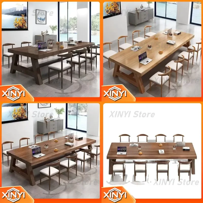 Solid Wood Conference Desk for Office Meeting Room Workbench for Negotiation Small Meeting Desk and Chair Set for Home Office