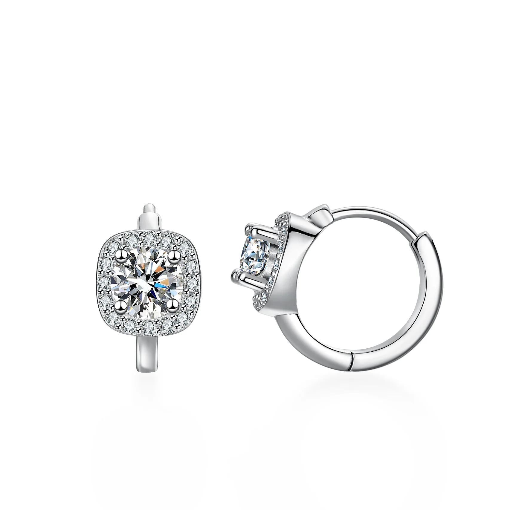 

18K Gold Earrings, Women's Moissanite Earrings, Luxurious Square Bag Earrings, Exquisite Quality Platinum PT950 Earrings