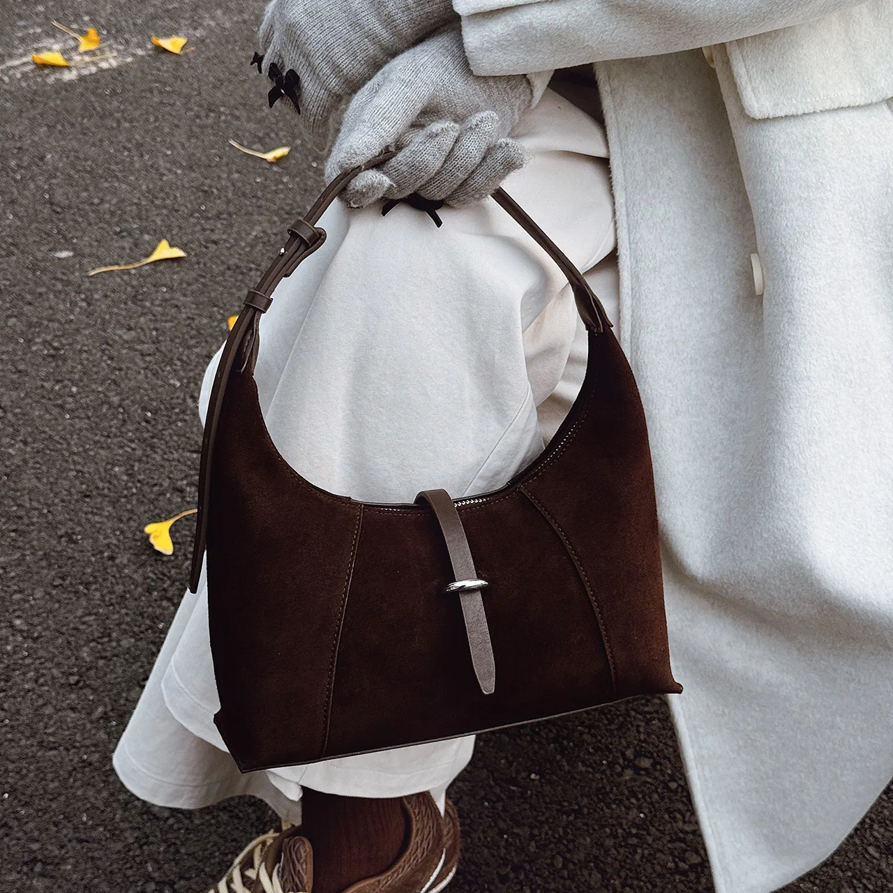 

Матовая сумка подмышки осень-зима 202, роскошная женская сумка через плечо, винтажная сумка через плечо, нишевая сумка «день-ночь», текстурированная