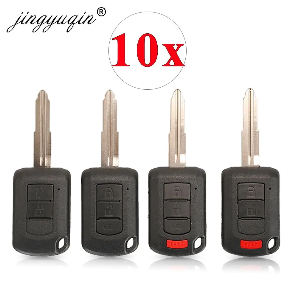 

jinyuqin 10pcs Head Remote Car Key Case Shell For Mitsubishi Eclipse Outlander Mirage lancer 2/3/4 Buttons Fob Housing