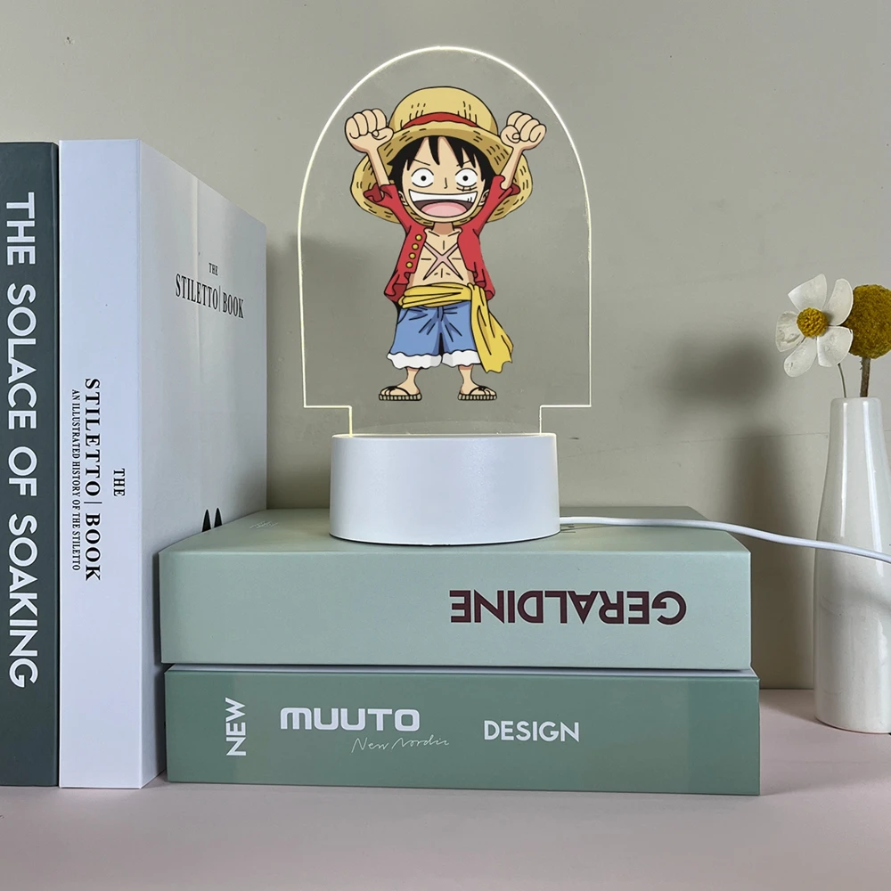 Cartoon anime Pirate Acrylic Led Night Lamp For Table Desk Decor Print one piece Gift 1 color or 3 color Light