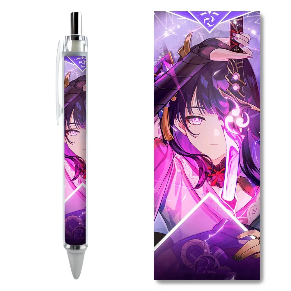 2/4PCS Game Impact Beelzebul Raiden Shogun Gel Pens Anime Stationery HD Customizable Pattern Caneta School Writing Supplies