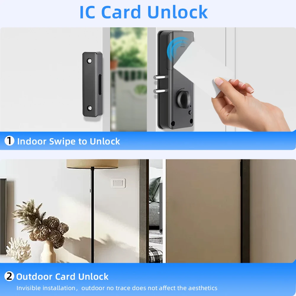 CDOK RX02 TTlock Bluetooth, 실내 보이지 않는 나무 문 잠금 장치, 문 밖에서 볼 수 없음