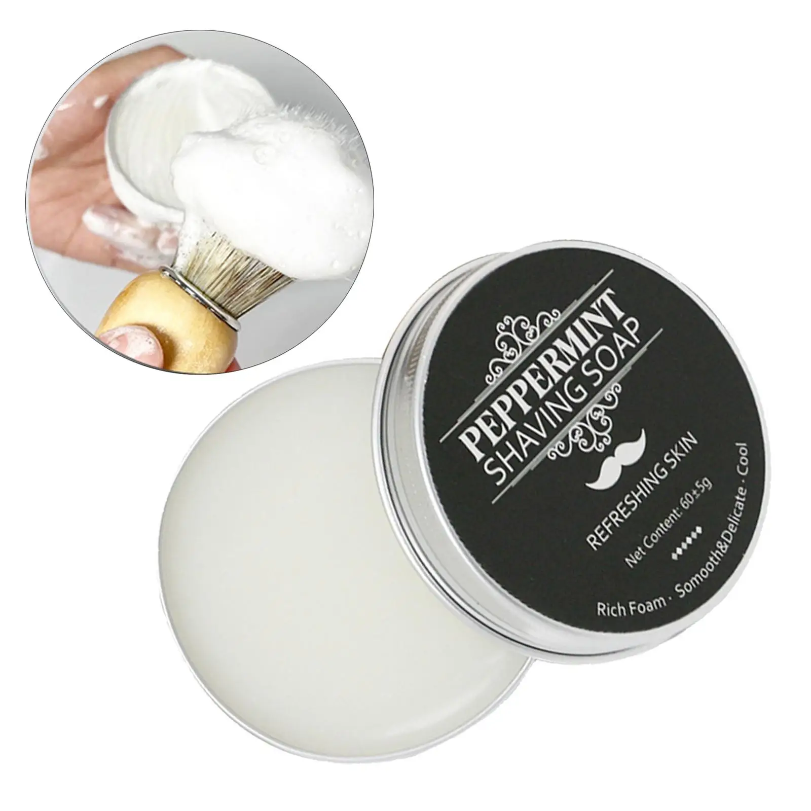 Scented Men's Shaving Soap Barber Shaving Cream Rich Lather Gentle Not Stimulating in Aluminum Boxed Provides Smooth Shave