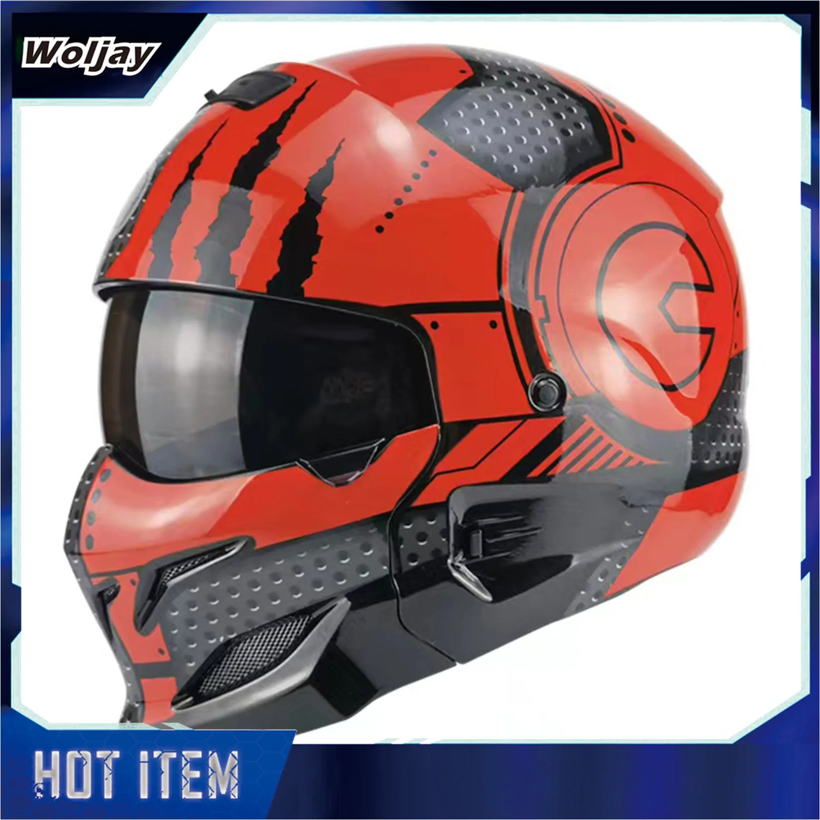 

Open Face Full face Motorcycle Helmet Modular Helmets for Unisex-Adult Street Bike Cruiser Scooter DOT Approved