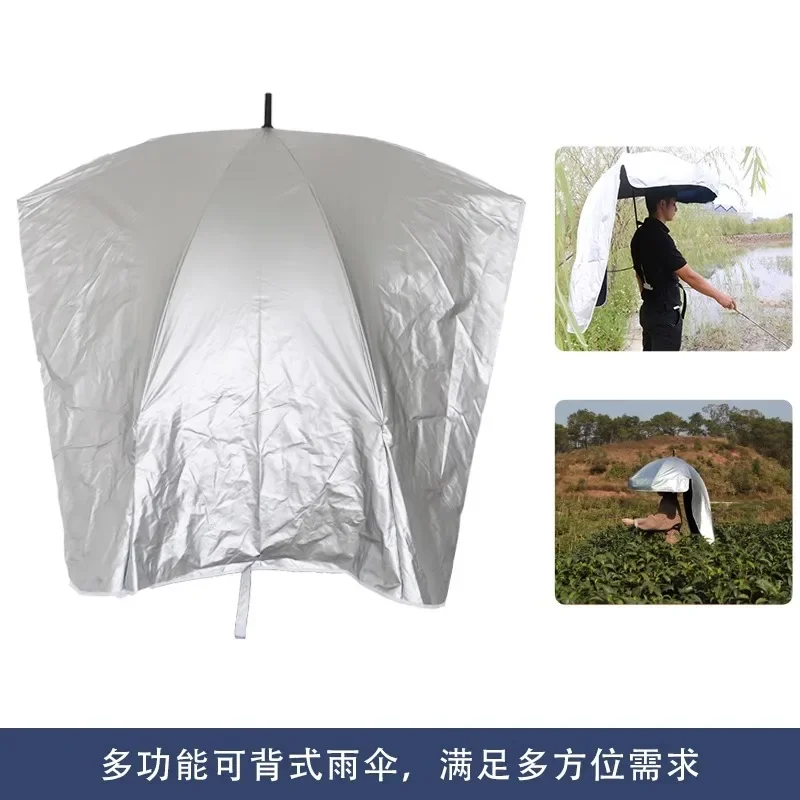 Backpack tea picking umbrella, carry parasol, ultralight head hat umbrella, double layer vinyl creative umbrella