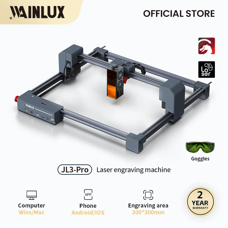 WAINLUX JL3 PRO Laser Engraver DIY ToolS Stainless Steel  Paper Glass Painted Metal Cut Wood AcrylicBusiness Fast Engraving CNC