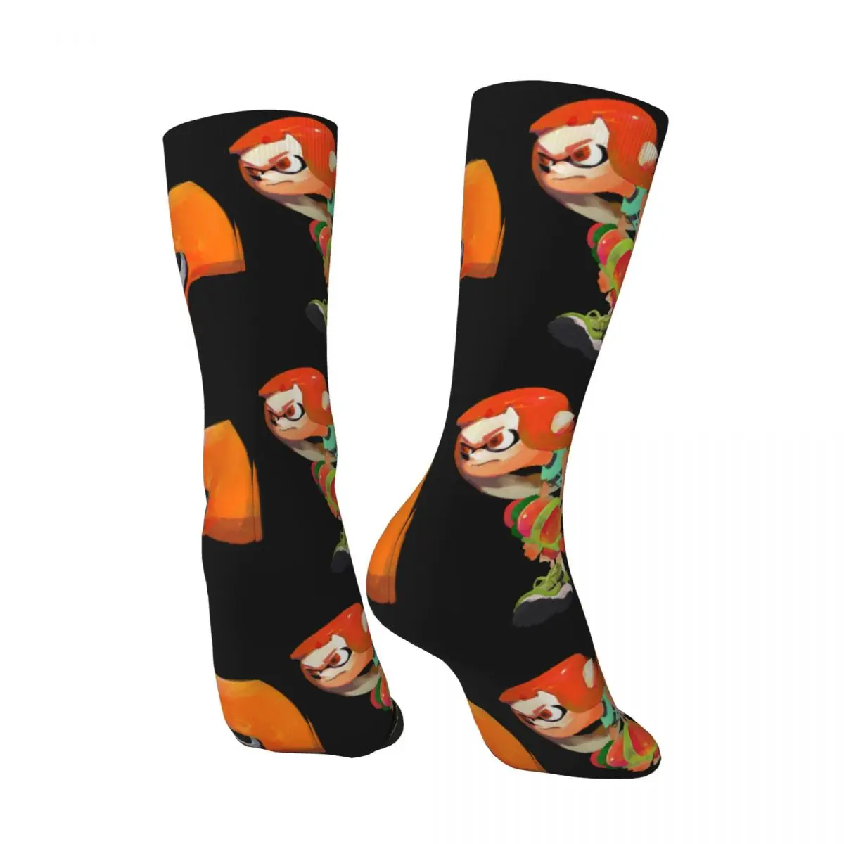 Funny Crazy Compression Sock for Men Escape Hip Hop Harajuku Splatoon Happy Seamless Pattern Printed Boys Crew Sock Casual Gift