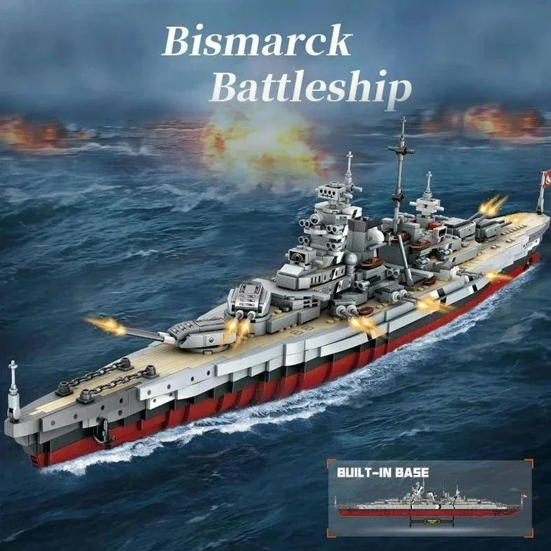 

2081PCS Bismarck Submarine Battleship Building Blocks Model Kit Ship Modular Brick Assembly Puzzle DIY Toy Children Holiday Gift