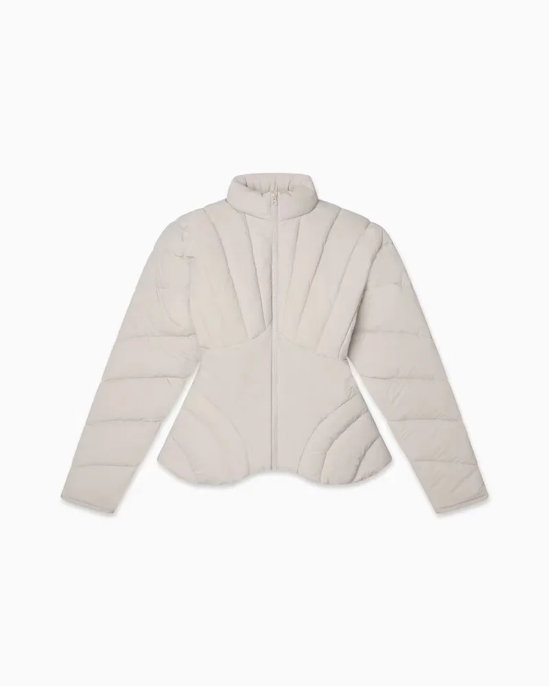 

KHY Kylie's same style short waist zip-up cotton jacket, DROP002 series slim fit stand collar cotton coat