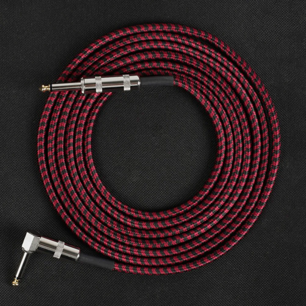 

1pc Noise Reduction Audio Cable Long Tinned Copper Core Woven Mesh Anti-Break Coil Design For Guitar Electric Instrument Stereo