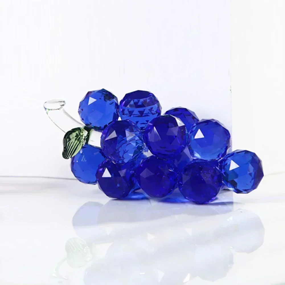 Adorno de uva de cristal de alta gama, artesanías de uva transparente de lujo, estatuilla de uvas moradas, decoración del hogar, regalo creativo de Navidad